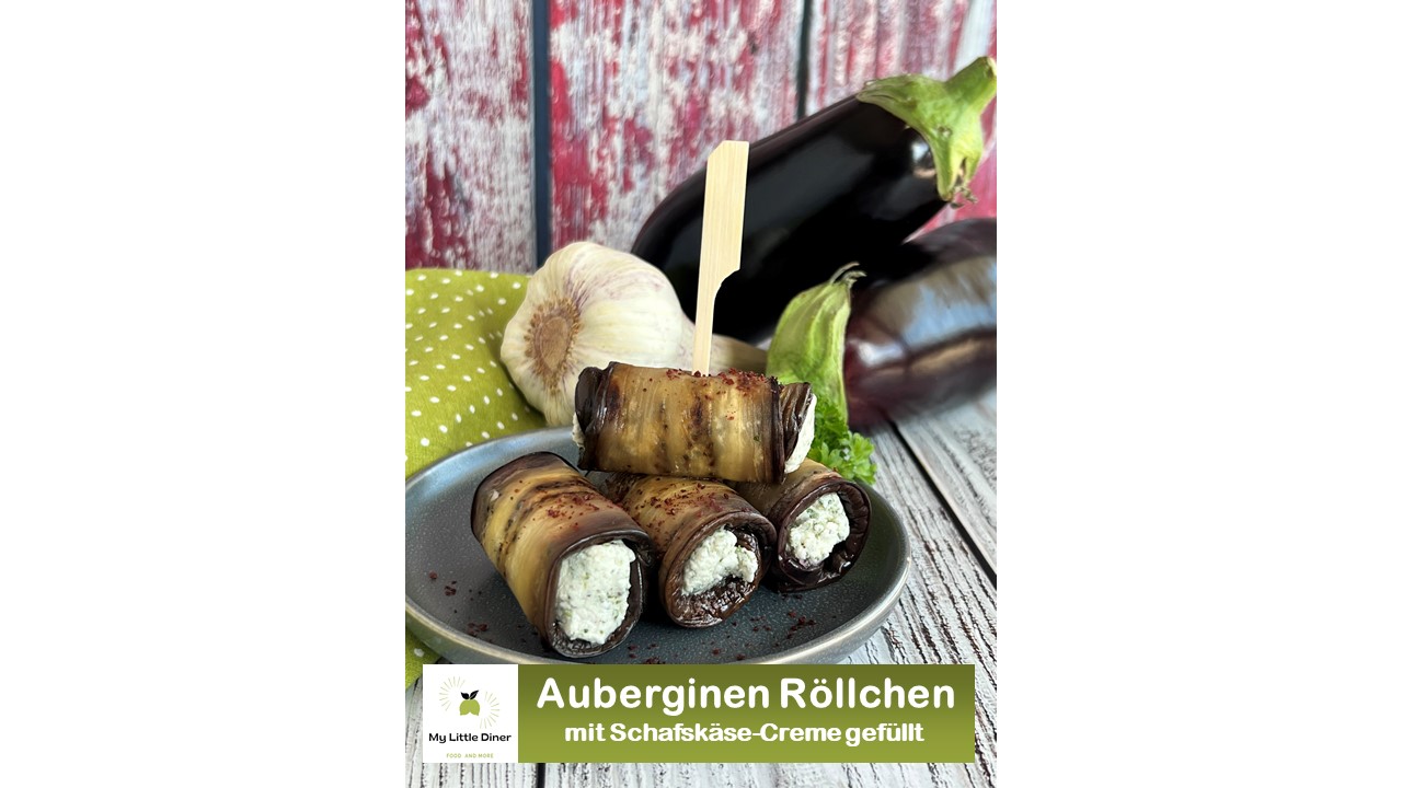 Auberginen Röllchen - gegrillt und mit Schafskäse Creme gefüllt - ein ...