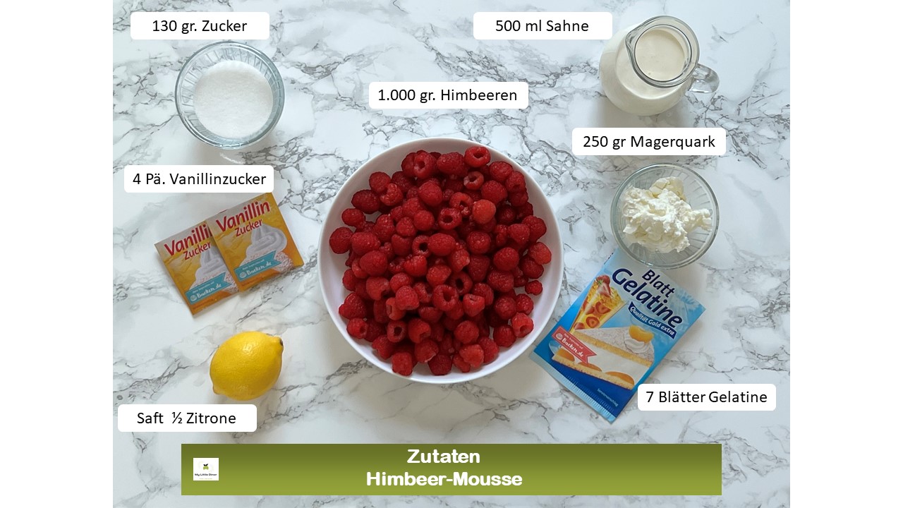 Bild zeigt Rezept Himbeer Mousse Dessert im Glas - Zutaten