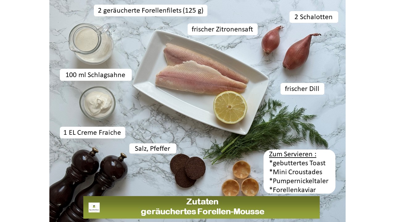 Bild zeigt Rezept geräuchertes Forellen Mousse - Zutaten